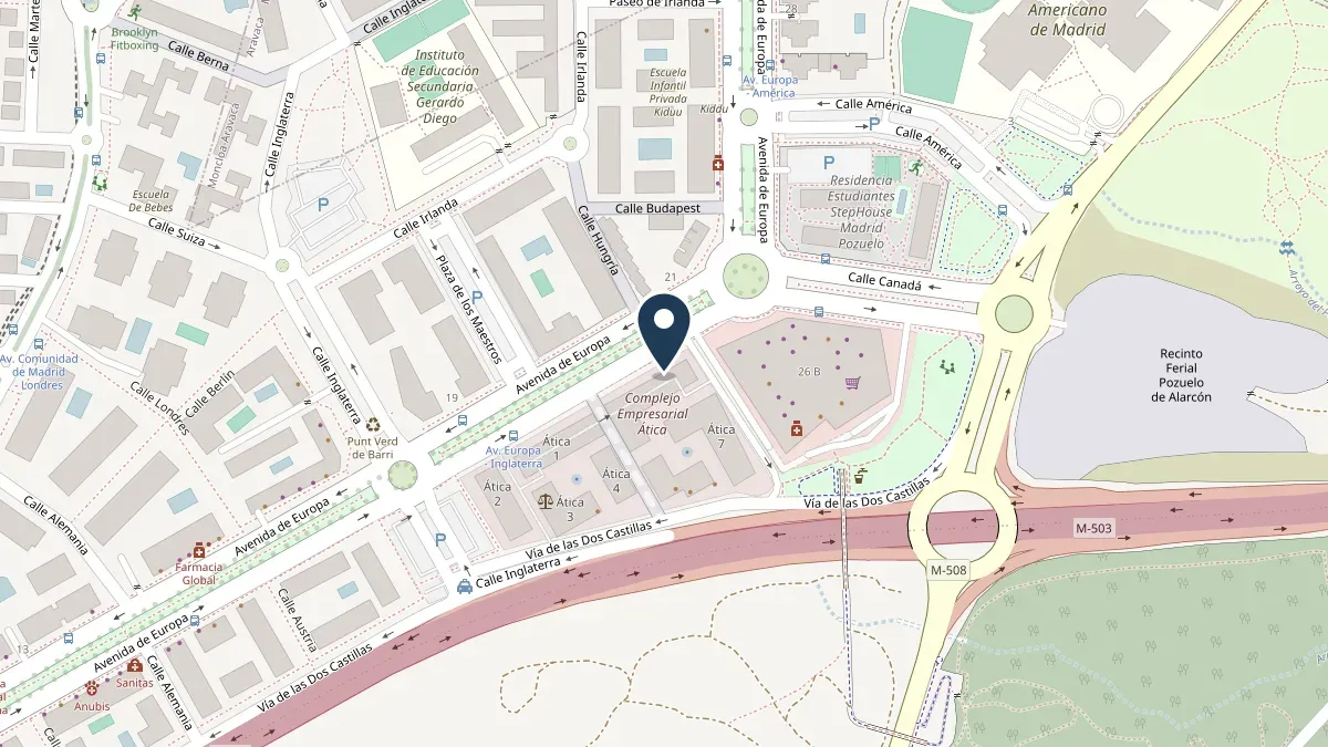 Mapa de la zona con la consulta marcada en Avenida de Europa 26, Edificio Ática 5, 2ª planta, Pozuelo de Alarcón
